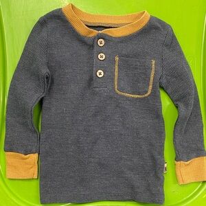 Cozy Long Sleeve Kids Tee in Charcoal and Mustard